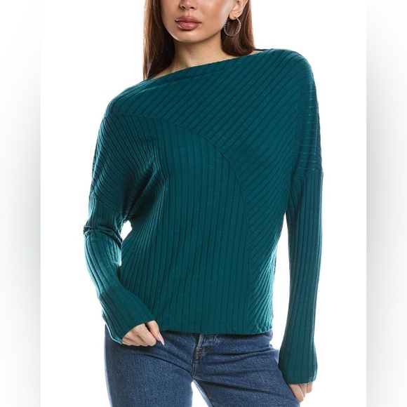 Micheal Stars Women’s Dakota Ribbed Top in Bright Teal - Size XL - Picture 1 of 4